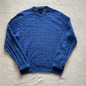 Brooks Brothers Men’s Large Pima 100% Cotton Chunky Cable Knit Blue Sweater
